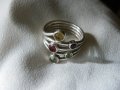 Стар сребърен коктейлен пръстен с топаз,гранат,цитрин,аметист и перидот, снимка 6