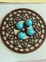 Винтидж бижу с тюркоазени камъни филигранна изработка ретро стил 52185, снимка 6