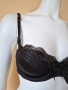 Черен Сатенен Сутиен 70C, С банел, Балконет черно със златно, снимка 6