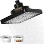 Квадратна душ пита GETSHOWERSET с филтър, около 15 см, матовочерна, снимка 1