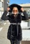 Черно Зимно дамско палто яке с големи пухове и качулка, снимка 1 - Якета - 42671315