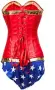 Нов Секси супергерой Дамски Wonder Woman костюм корсет бельо Хелоуин парти червено златно, снимка 3