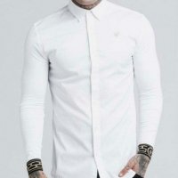 риза - SikSilk  L/S Cartel в бяло и златисто размер Л , снимка 1 - Ризи - 36785966