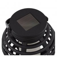 LED соларен фенер с изкуствен пламък, кръгъл черен, снимка 3 - Соларни лампи - 35638309