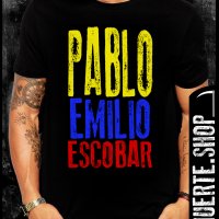 Черна тениска с щампа PABLO EMILIO ESCOBAR, снимка 1 - Тениски - 42063703
