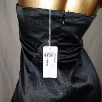L Черна сатенена рокля с пайети , снимка 2 - Рокли - 44802406