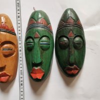 Африкански маски 5 броя, снимка 3 - Антикварни и старинни предмети - 30949352
