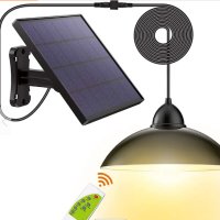 Соларна външна лампа с LED-осветление, широк соларен панел и дистанционно , снимка 1 - Соларни лампи - 42882386