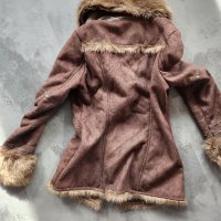 Дамско кафяво палто, кожухче, размер С , снимка 3 - Палта, манта - 42896490