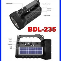 Мощен соларен LED прожектор с вградено FM радио, Bluetooth, USB вход, снимка 3 - Къмпинг осветление - 38662488