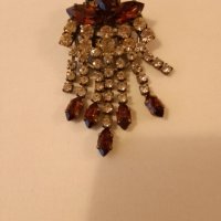 Радка брошка Арт Деко -1920г със клипс и игла кристали, снимка 13 - Антикварни и старинни предмети - 44176217