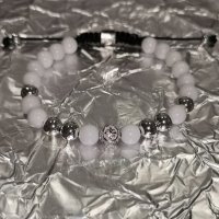 Дамска луксозна сребърна гривна с бели камъни, 925 мънисто с цирконий и лого, снимка 5 - Гривни - 32115121