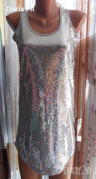 УНИКАЛНА рокля в сребристи пайети, снимка 1