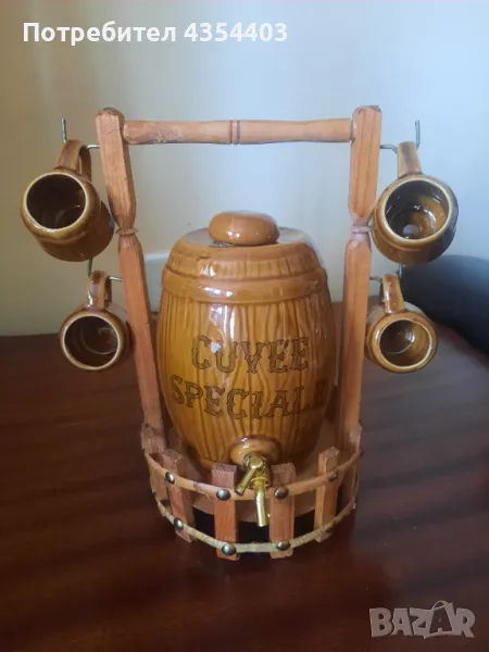 Декоративно буренце с 4 малки чашки за греяна ракия, снимка 1