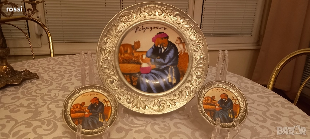 Vintage. Нови. BMF "Махмурлук след препиване" Немски чинии калай-порцелан. Чиния., снимка 1