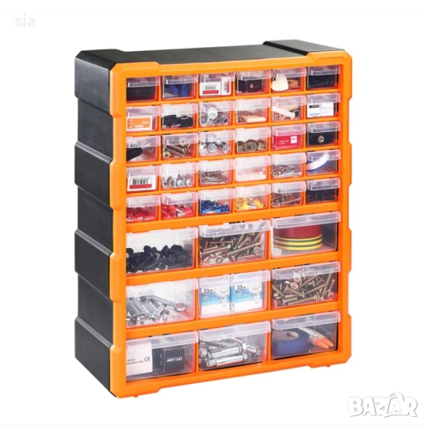 Панел за стена за инструменти+ 39 кутии, 47.5 х 38 х 16 см, снимка 1