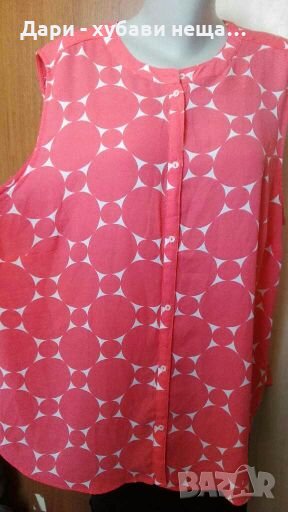 Фин потник/туника, в корал и бяло👗🍀2XL,3XL👗🍀арт.2094, снимка 1