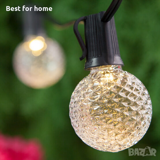 Външна водоустойчива светлина верига- 20 лампи, 10 метра Соларно и USB захранване , снимка 1