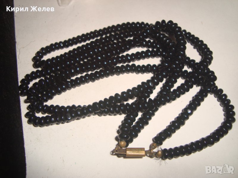 ТЪМЕН ОПУШЕН КРИСТАЛ РЕТРО АРТ СТИЛНО КОЛИЕ 18983, снимка 1