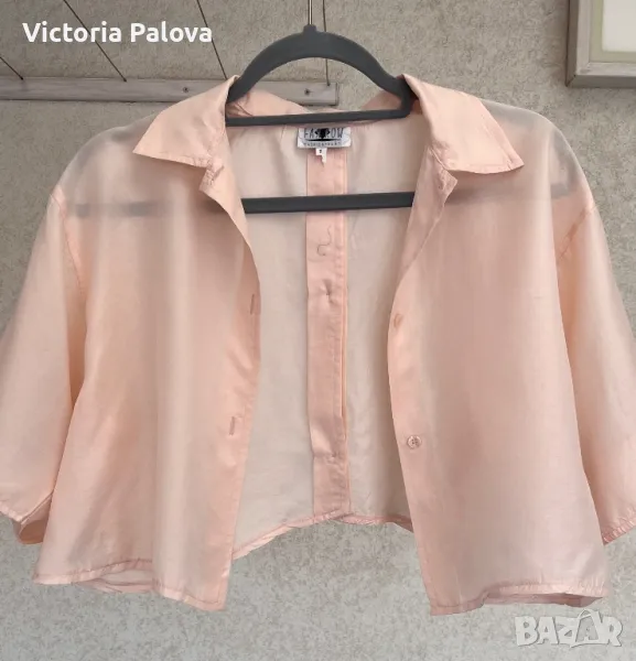 Бутикова блуза кроп FASHIONFRONT ROW 100% коприна, снимка 1