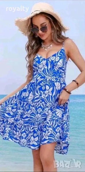 Дамска синя морска рокля, снимка 1