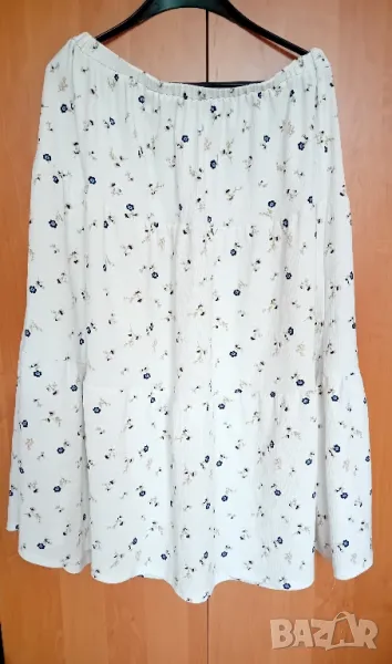 Дълга бяла пола на цветя, снимка 1