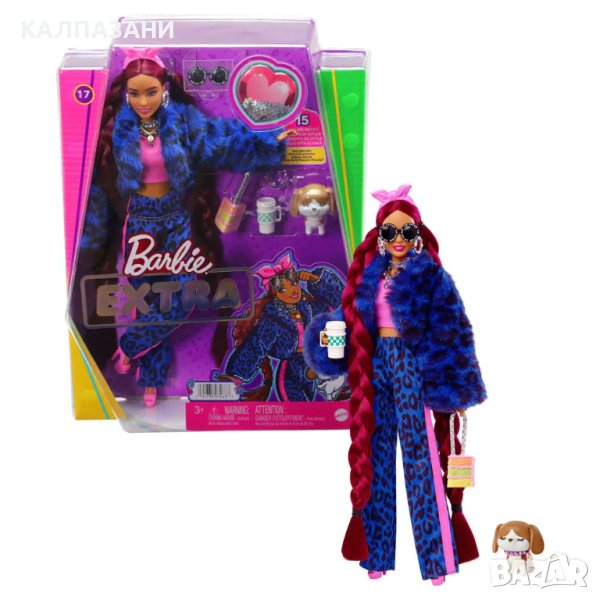 BARBIE EXTRA DOLLS със син леопардов екип HHN09, снимка 1
