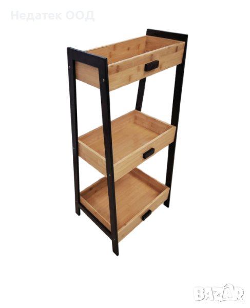 Бамбуков рафт с метални крака, 45x35x90 см, снимка 1