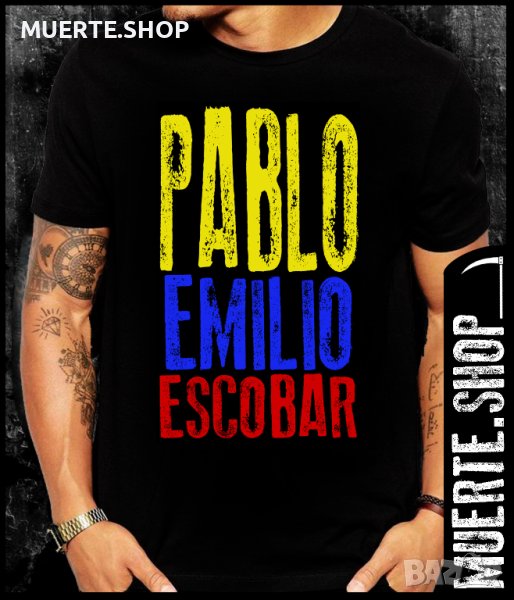Черна тениска с щампа PABLO EMILIO ESCOBAR, снимка 1