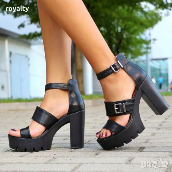 Сандали на ток - Кожа, снимка 1