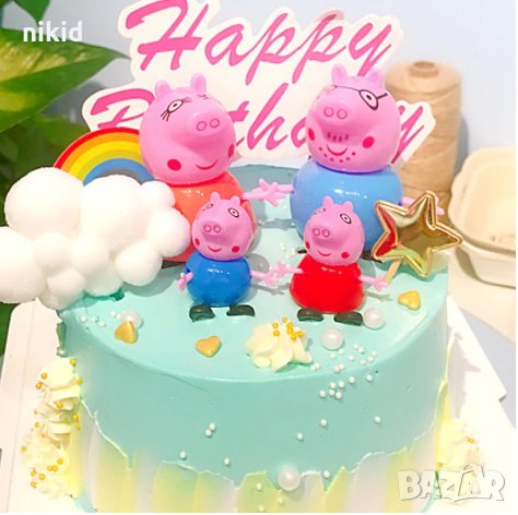 4 бр Пепа Пиг семейство Pepa Pig Peppa Pig сет играчки PVC фигурки украса топери за торта украса, снимка 1