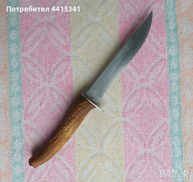 Кухненски нож с дръжка от еленски рог, дължина 27 см., снимка 1