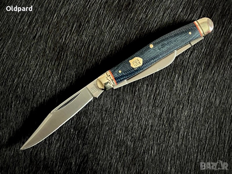Колекционерски джобен сгъваем нож с три остриета RR Stockman Denim Micarta. (RR2344), снимка 1