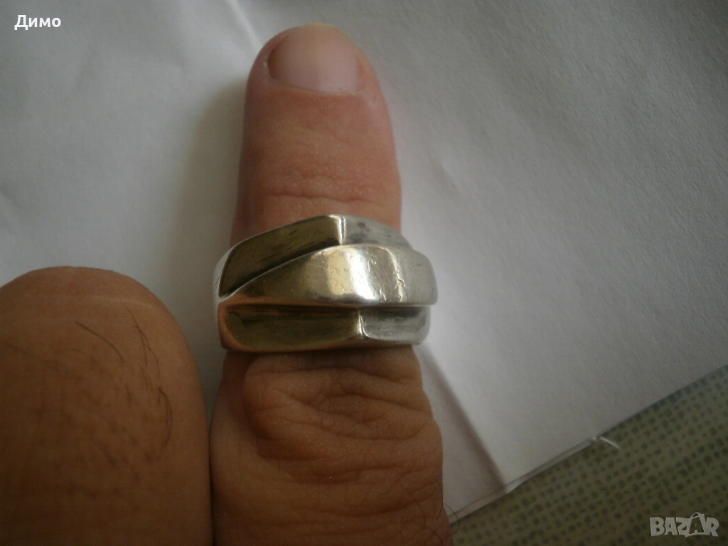 пръстен - мъжки- сребърен, снимка 1