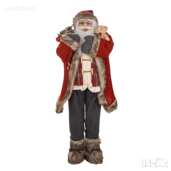 Дядо Коледа с чувал и мече, 120 cm, снимка 1