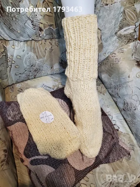 Ръчно плетени дамски чорапи от вълна, размер 39, снимка 1