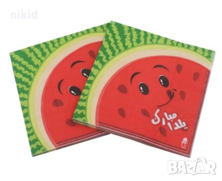 Диня cocomelon КоКомелон Кокомелън 10 парти салфетки рожден ден, снимка 1