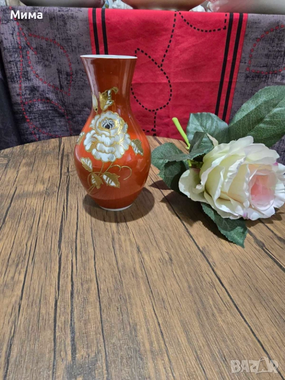 Винтидж немска оранжева вазичка, снимка 1