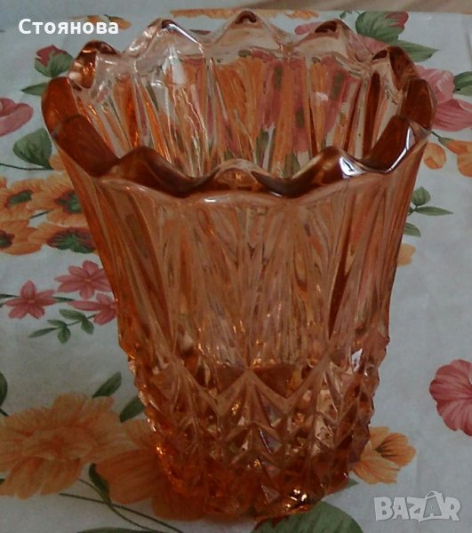 Ваза - масивно цветно релефно стъкло, снимка 1