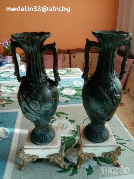 Стари 1870 г. трофейни вази ловна тематика английски, снимка 1