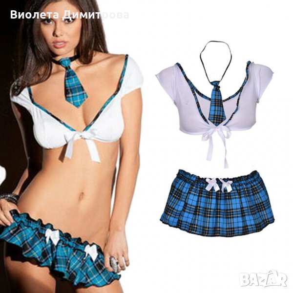 K918 Секси костюм на палава ученичка. Еротичен костюм на ученичка. Секси облекло за жени, снимка 1