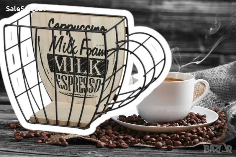 Поставка за капсули, модел чашка за капсула за кафе, Черна, метална, снимка 1