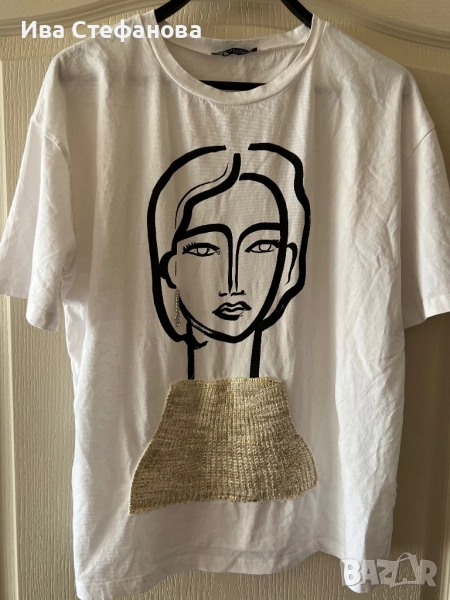  Нова бяла тениска T-shart zara Мароко Morocco Zara Зара памук памучна , снимка 1