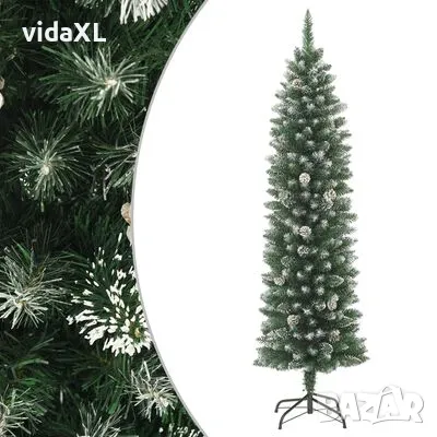 vidaXL Изкуствена тънка коледна елха със стойка, 150 см, PVC(SKU:345165), снимка 1