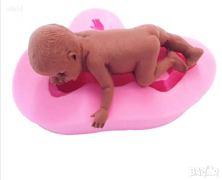 3D бебе с протегната ръка силиконов молд пита декор украса торта фондан гипс сапун тесто отливка, снимка 1