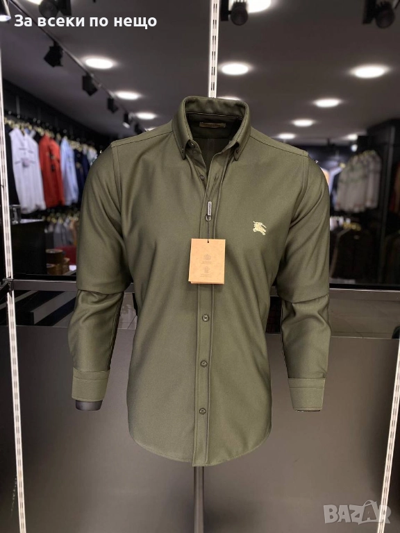Burberry Мъжка Тъмно Зелена Риза С Дълъг Ръкав Бърбъри Код A1153, снимка 1