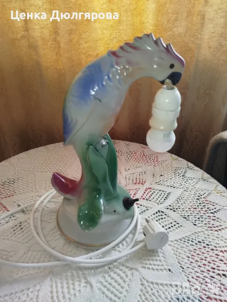 Порцеланова лампа папагал от 60-те години, снимка 1