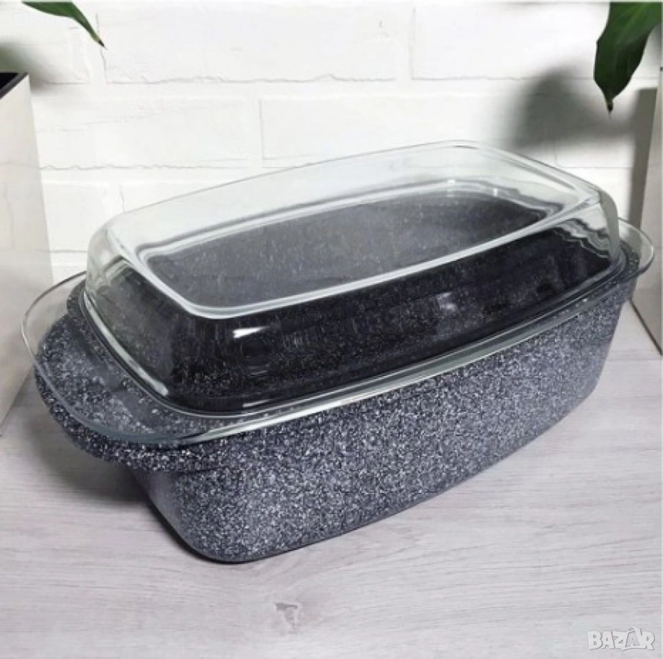 Ростер Goldman с мраморно покритие – правоъгълен съд с капак, 5.5 л и 6.6 л, снимка 1
