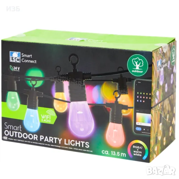 LSC Smart Connect интелигентно парти осветление за открито - 13,5 метра - 15 LED лампи - Приложение , снимка 1