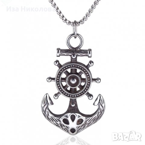 Масивен медальон котва и рул, снимка 6 - Колиета, медальони, синджири - 35604335